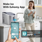 Silver Smart Countertop Ice Maker, 26lbs/24H Ice Production, 9 Cubes Ready in 8 Mins, Self‑Cleaning Portable Ice Machine with Ice Scoop and Basket for Home Kitchen Office