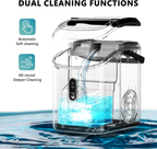 Countertop Nugget Ice Maker with Carry Handle, Ready in 6 Mins, 34lbs Per Day, Removable Top Cover & Auto‑Cleaning, Portable Sonic Ice Maker with Basket and Scoop for Home Party RV Camping