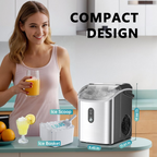 Countertop Nugget Ice Maker with Carry Handle, Ready in 6 Mins, 34lbs Per Day, Removable Top Cover & Auto‑Cleaning, Portable Sonic Ice Maker with Basket and Scoop for Home Party RV Camping