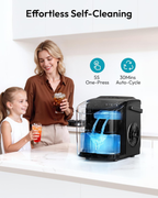 Black Countertop Ice Maker Machine with Carry Handle, 26lbs/24Hrs Production, 9 Ice Cubes Ready in 6 Mins, Auto‑Cleaning Portable Ice Maker with Basket and Scoop for Home Kitchen Camping RV
