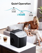 Black Countertop Ice Maker Machine with Carry Handle, 26lbs/24Hrs Production, 9 Ice Cubes Ready in 6 Mins, Auto‑Cleaning Portable Ice Maker with Basket and Scoop for Home Kitchen Camping RV