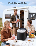 Black Countertop Ice Maker Machine with Carry Handle, 26lbs/24Hrs Production, 9 Ice Cubes Ready in 6 Mins, Auto‑Cleaning Portable Ice Maker with Basket and Scoop for Home Kitchen Camping RV