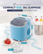 Countertop Ice Maker Machine with Carry Handle, 26lbs/24Hrs Production, 9 Ice Cubes Ready in 6 Mins, Auto‑Cleaning Portable Ice Maker with Basket and Scoop for Home Kitchen Camping RV